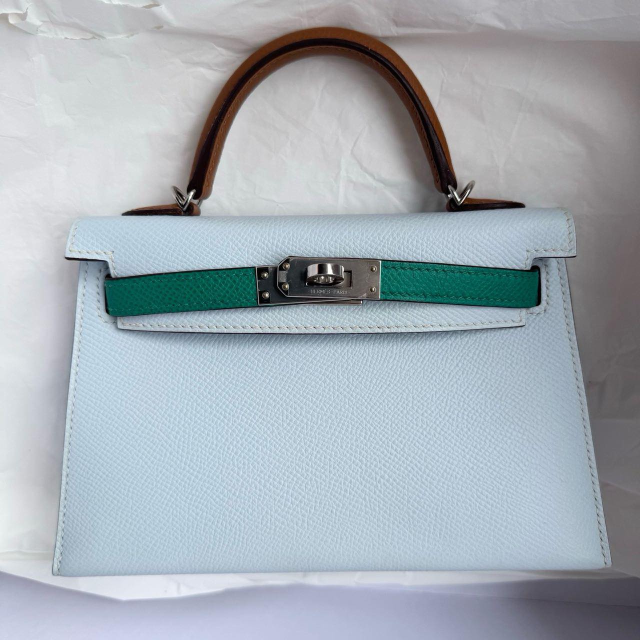 Mini Kelly Blue Brume Vert Jade Alezan