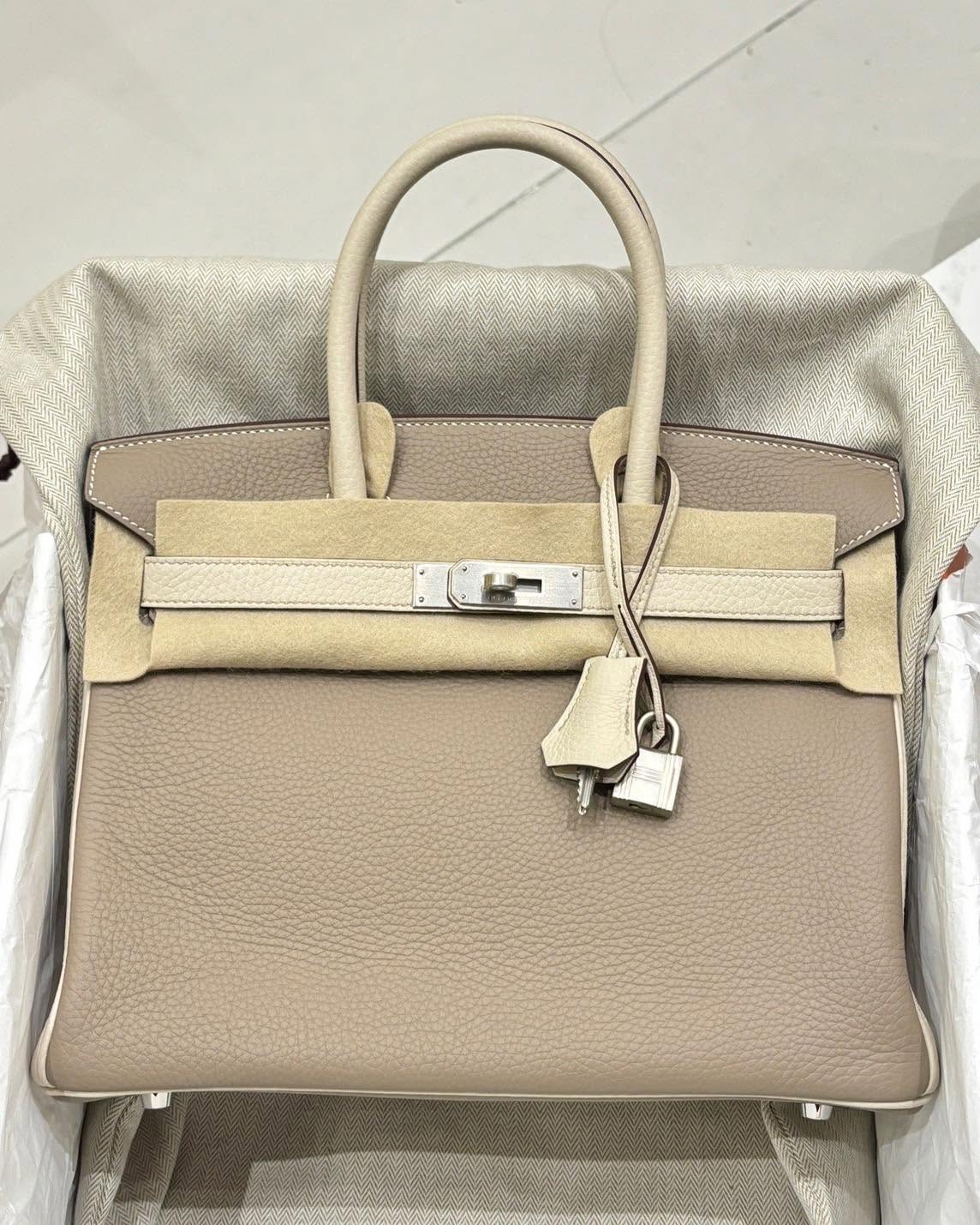 Birkin 30 Gris Tourterelle x Craie