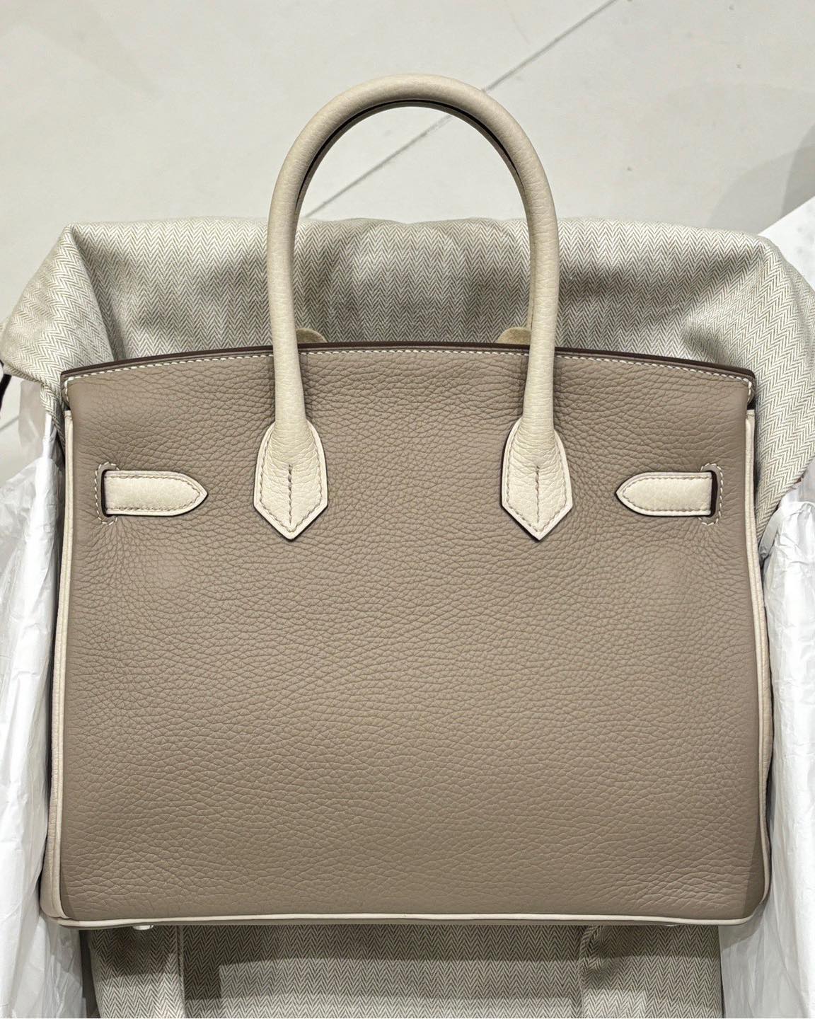 Birkin 30 Gris Tourterelle x Craie
