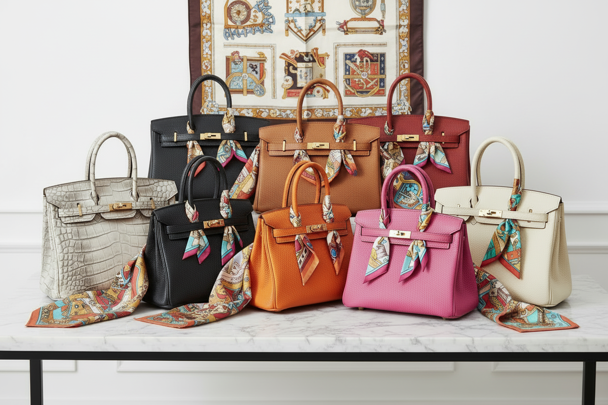 Hermès Hero Image with Birkin 35 Togo Black & Scarf Wall